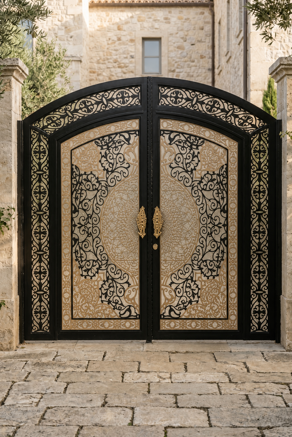 باب حديد مشغول فاخر من باب الفولاذ